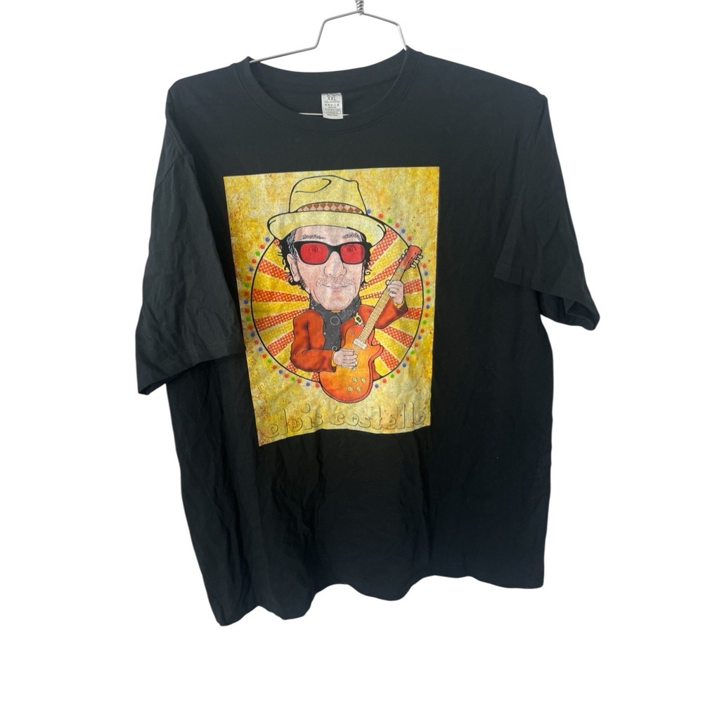 Elvis Costello Tour Concert Band T Shirt Black XXL Graphic Tee Shirt 100% Cotton